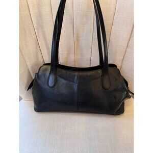 VTG Monsac Black Leather Shoulder Bag Zip READ